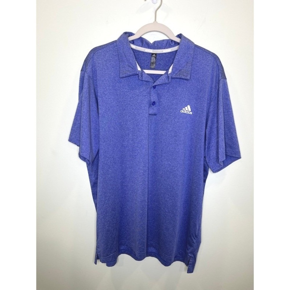 Adidas Golf Mens XL Blue Heather Short Sleeve Performance Polo Shirt Lightweight